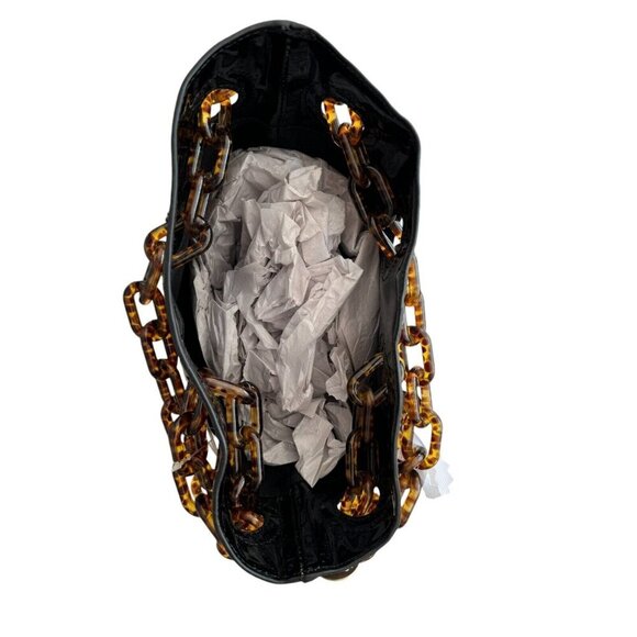 Studio 33 Women’s Woke Newbie Bucket Bag Patent Glossy Black Satchel Handbag NWT - Picture 8 of 12